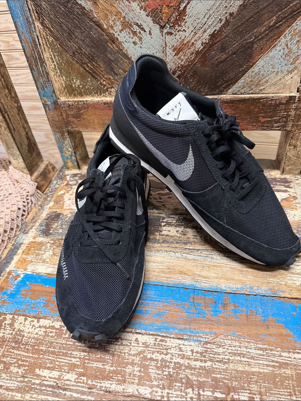 Nike Black Low-Profile Mesh & Suede Sneakers